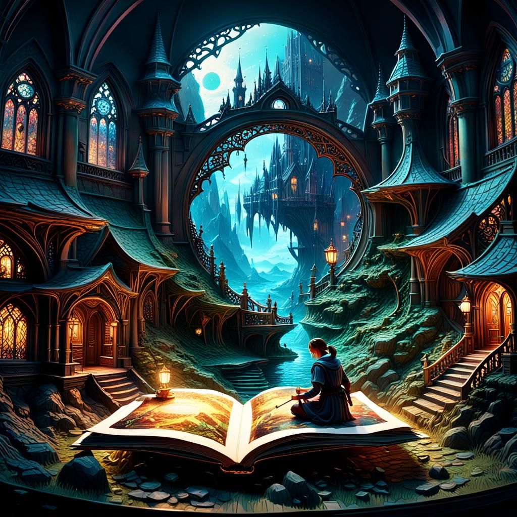 Magical Fantasy Pop-Up Book Art in 8K