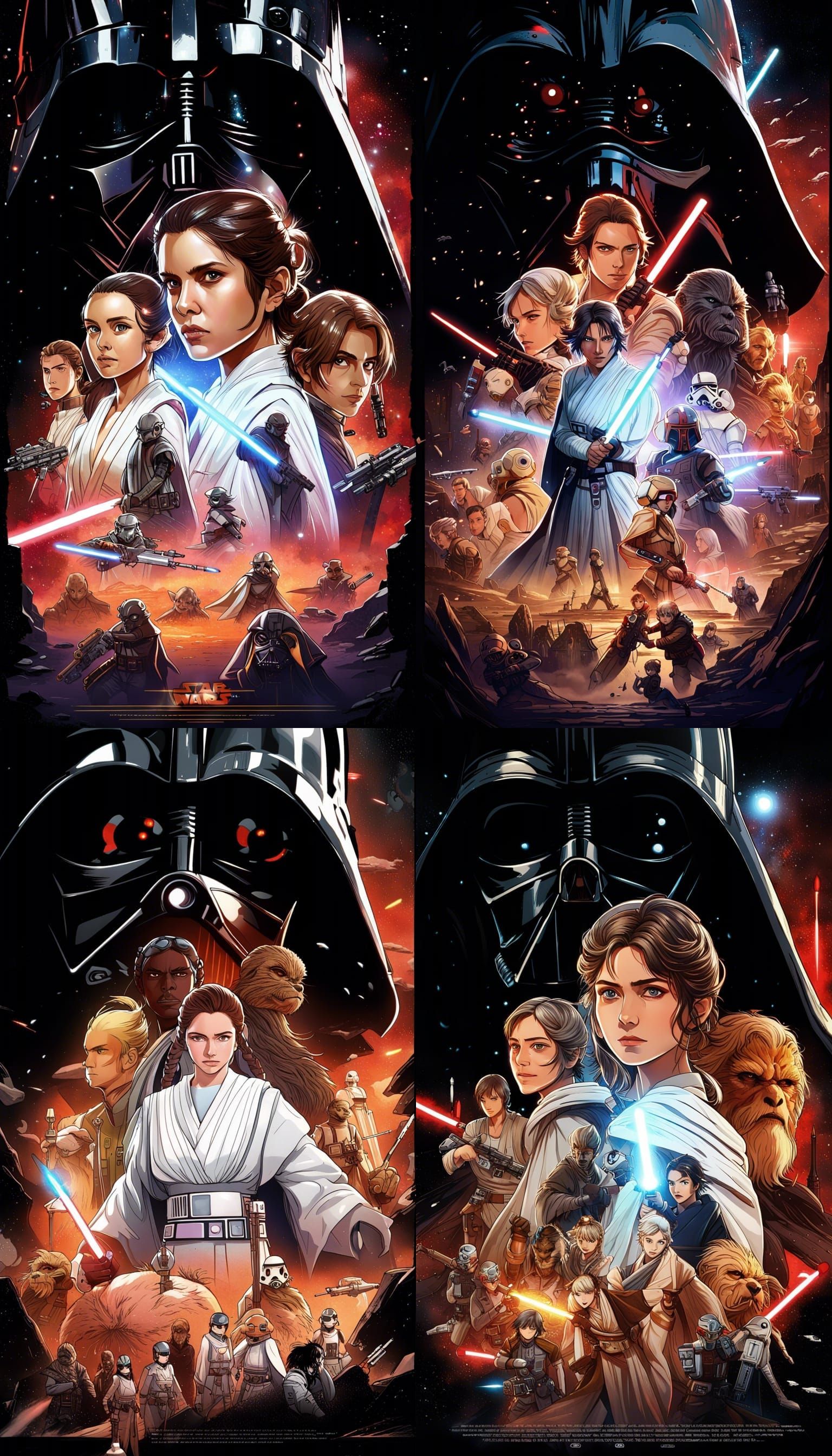 Star Wars in Anime Style Movie Poster
