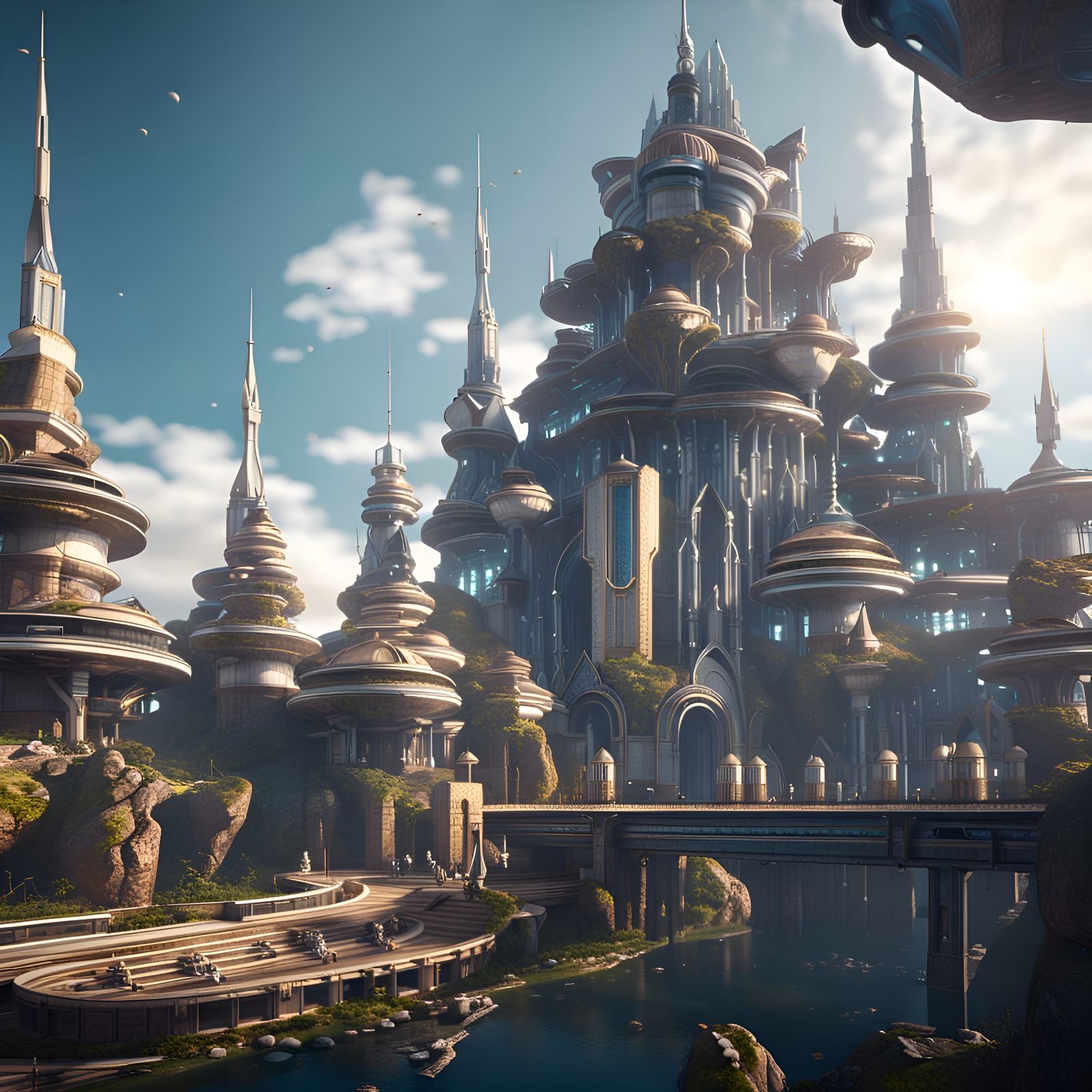Futuristic Shambala: Sci-Fi Kingdom in Ultra Detail