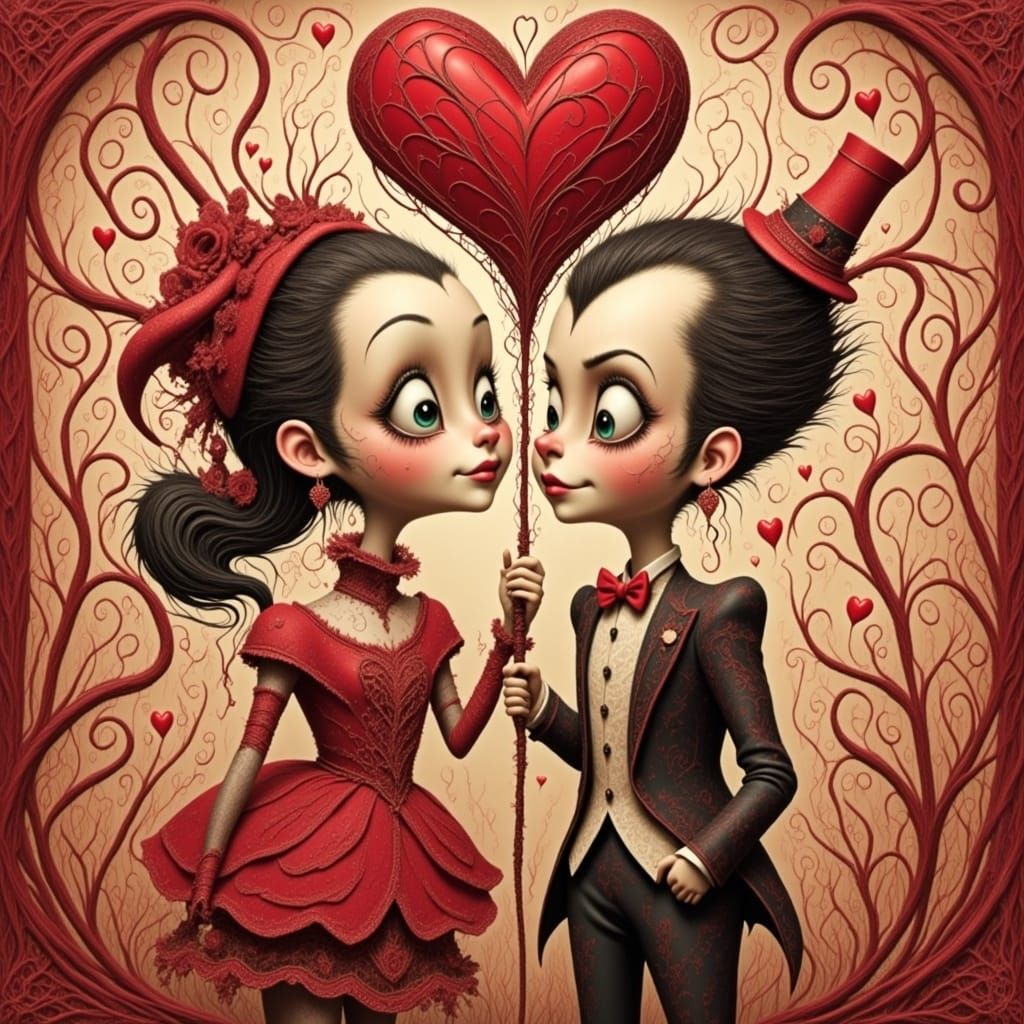 Whimsical Valentine Character in Pop Surrealist Style