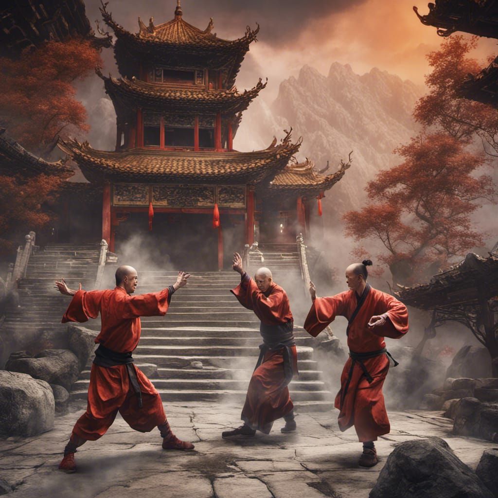 Kung Fu Battle at Chinese Monastery in Eerie Style