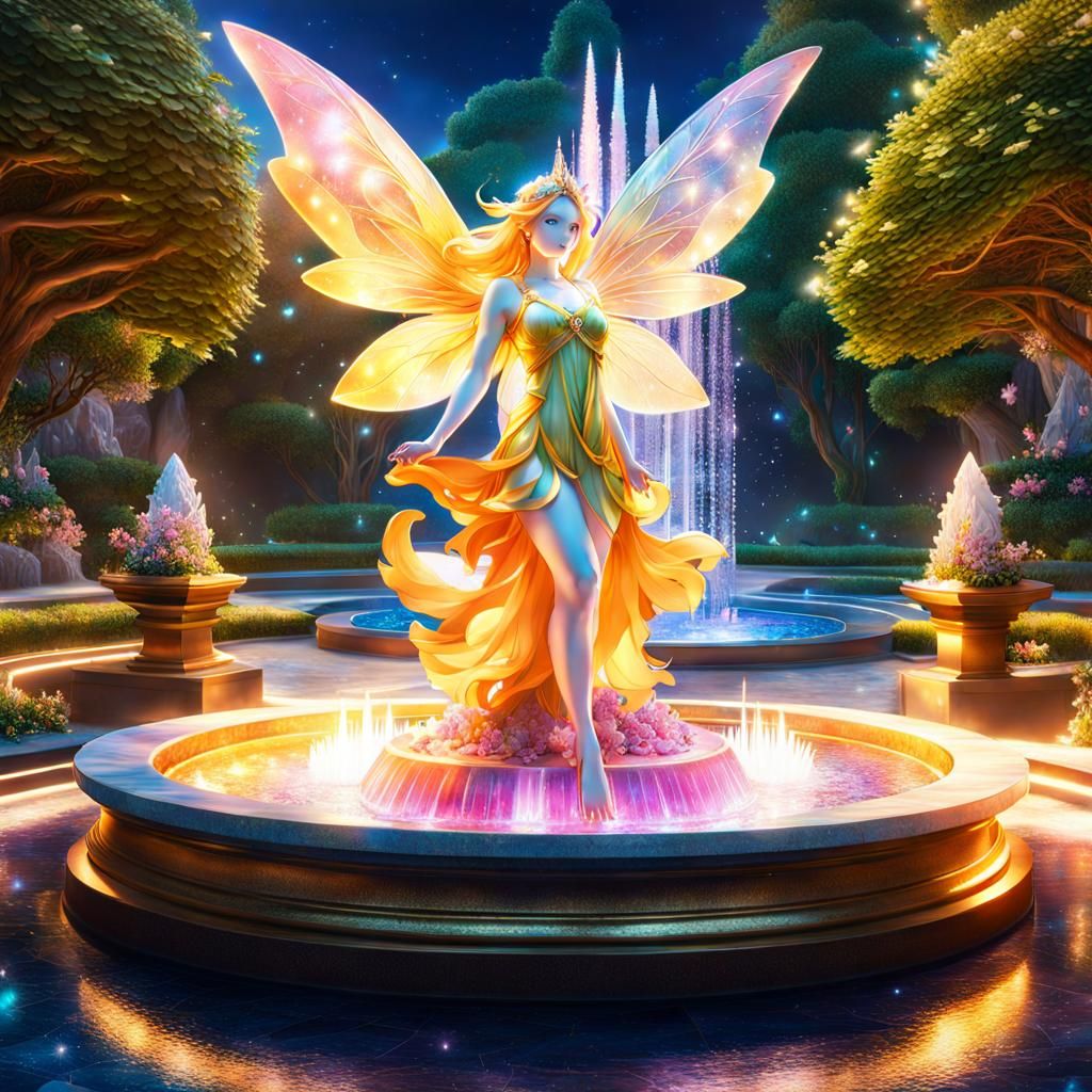 Magical Fairy Statue in Crystalline Anime Style