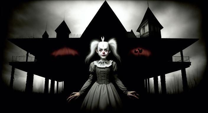 Haunted Circus: Evil Clown in Gothic Style