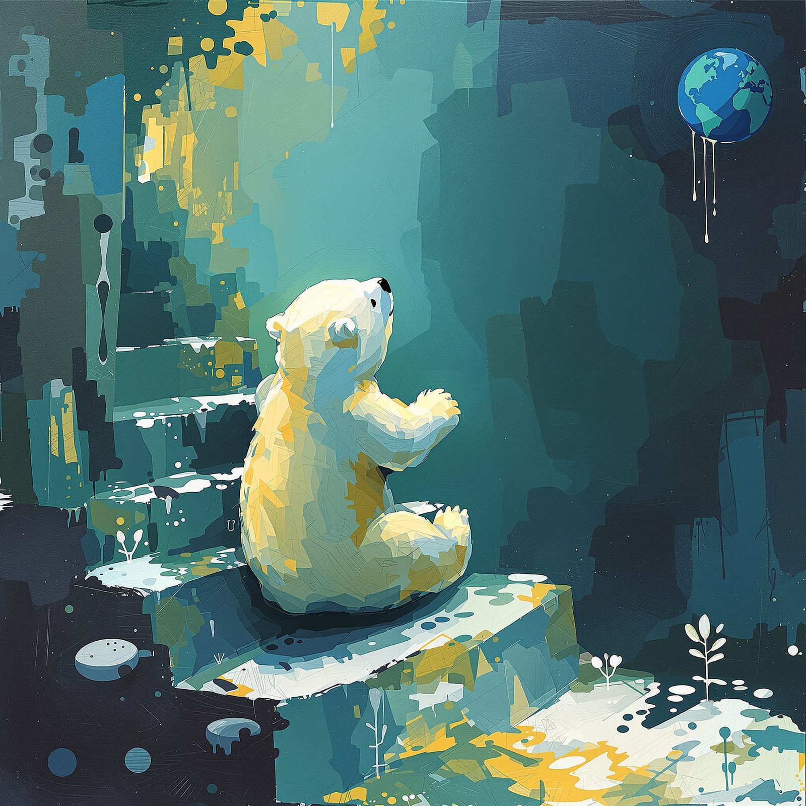 baby polar bear  looking at the world