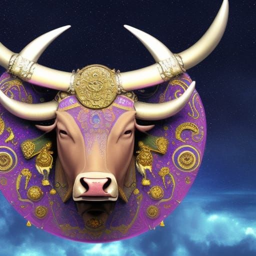 Cosmic Taurus Bull in Hyperdetailed Digital Painting