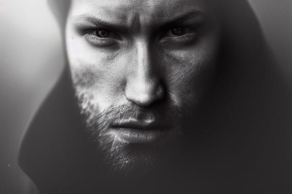 Realistic Dark Wolf Portrait in Moonlight