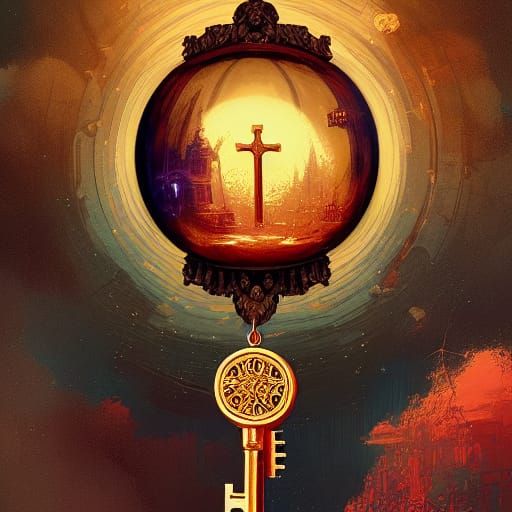 Intricate Holy Key Inside Sphere, Pop Art Style