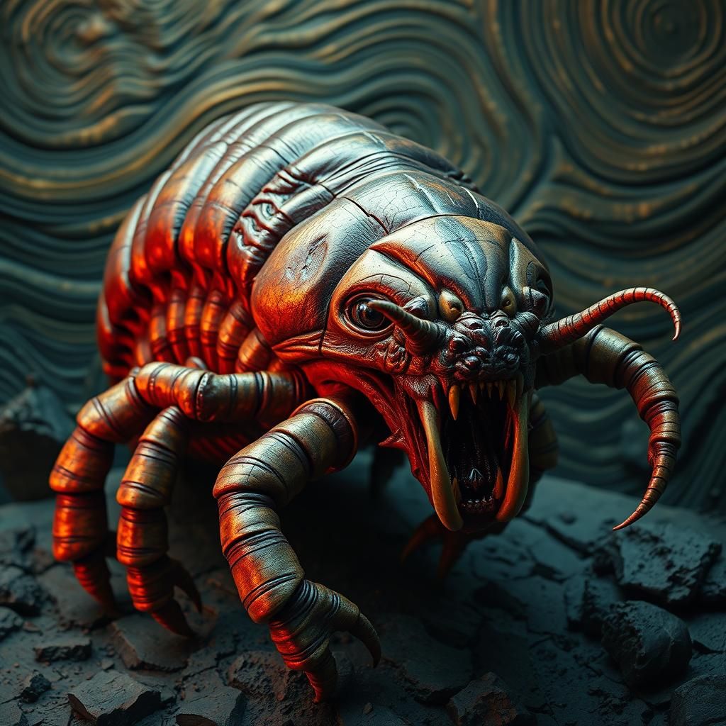 Terrifying Trilobite Creature in Afrofuturist Landscape