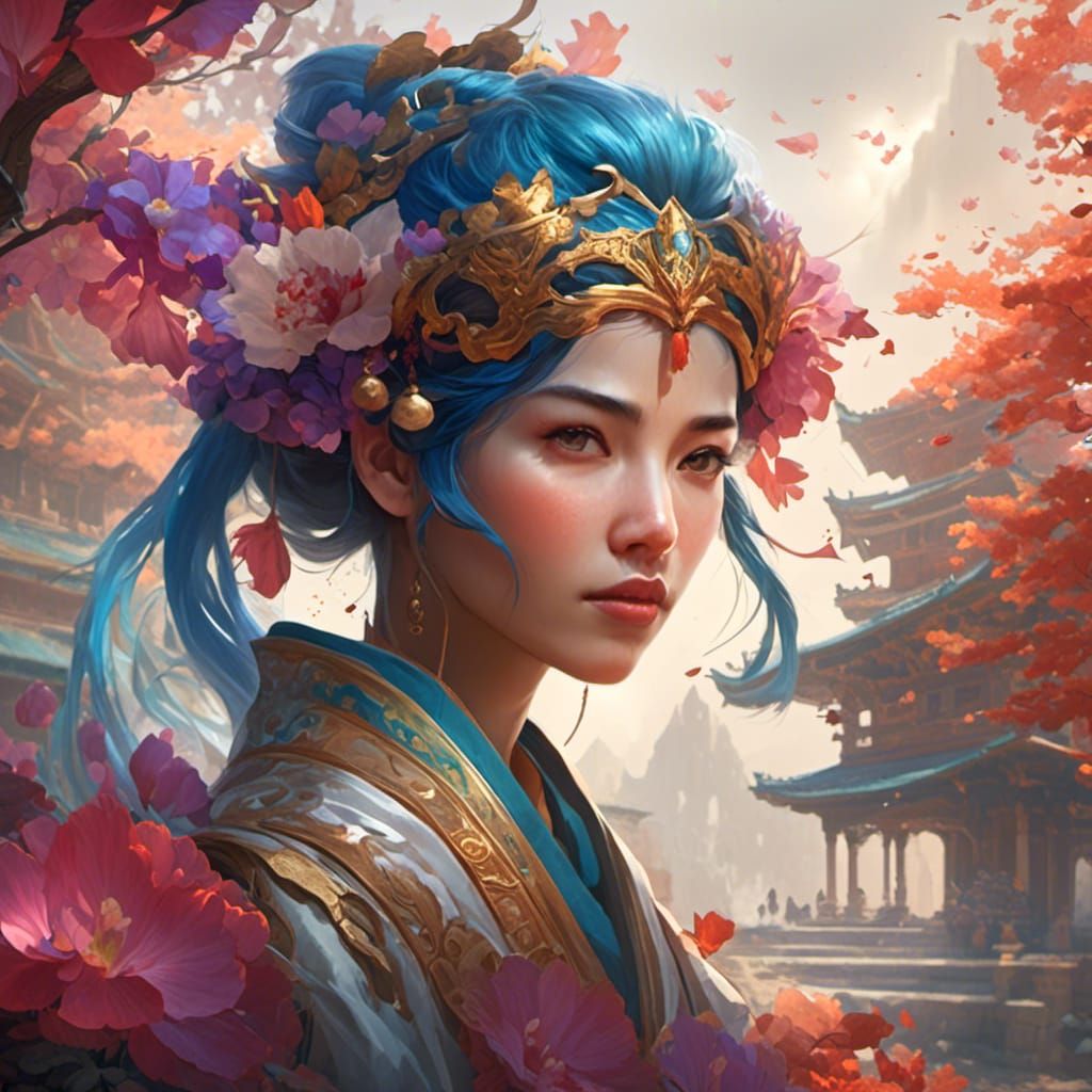 Surreal Hyperreal Portrait of Kietsune in Vibrant Triadic Co...