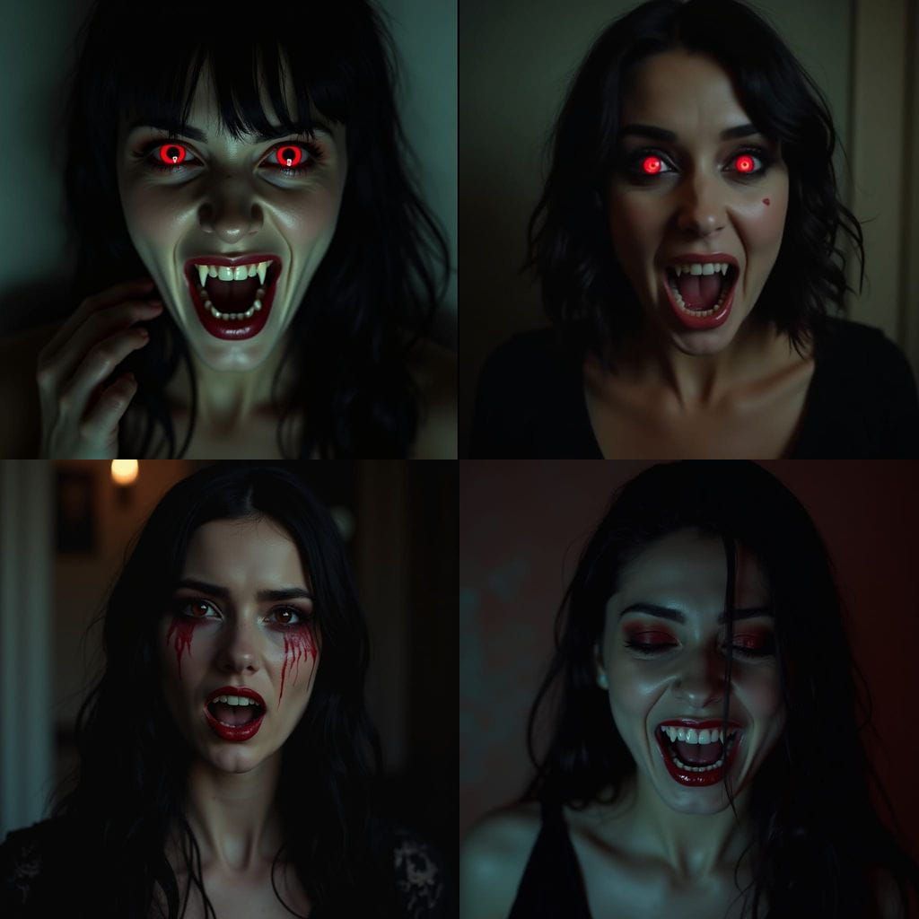 Ethereal Vampire Goddess in Cinematic Film Still