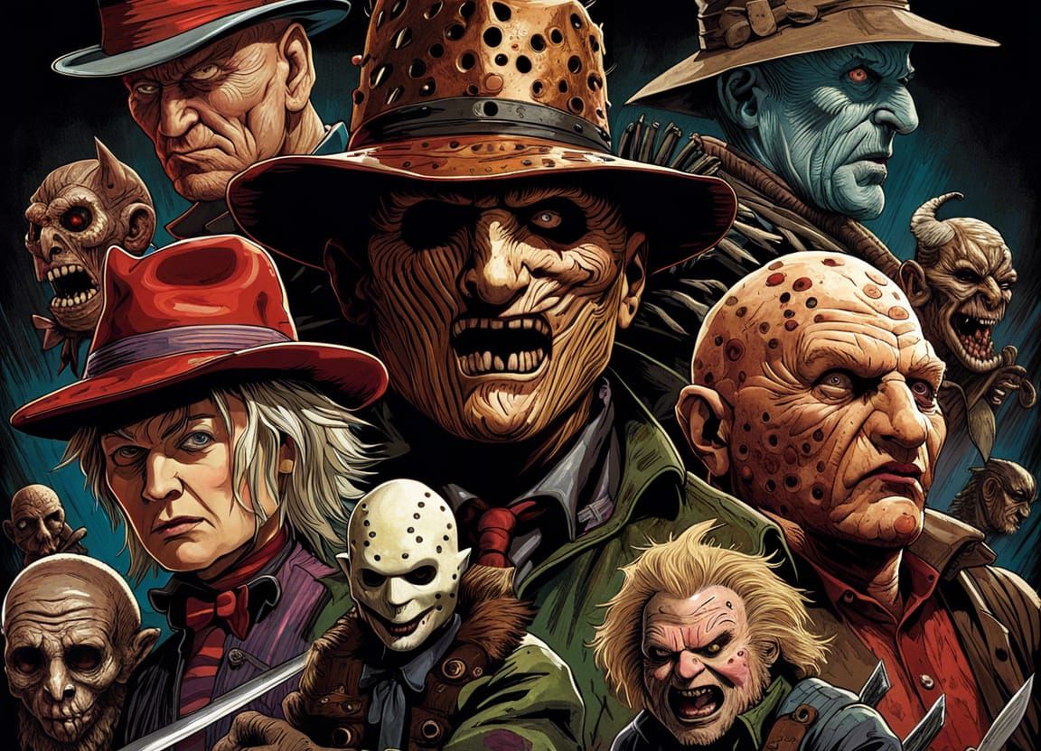 80s Movie Monsters in a Theater, Digital Art