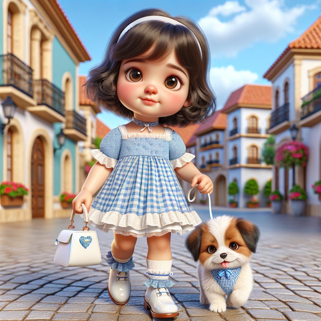 Disney Pixar style 3D image of an adorable Latina little gir...