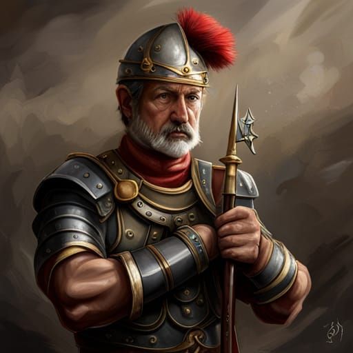 Squirrel in Roman Soldier Gear