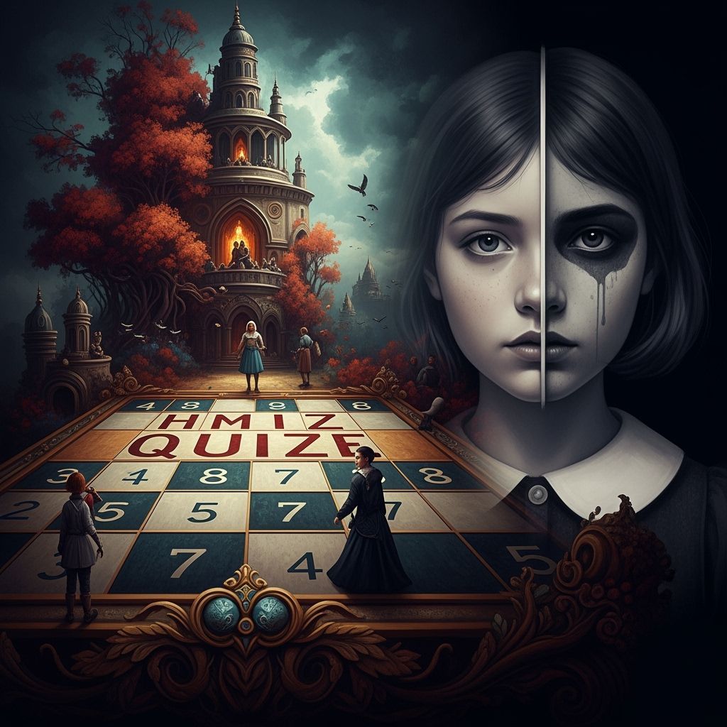 Ornate Quiz Board with Noir Portrait in Detailed Matte Paint...