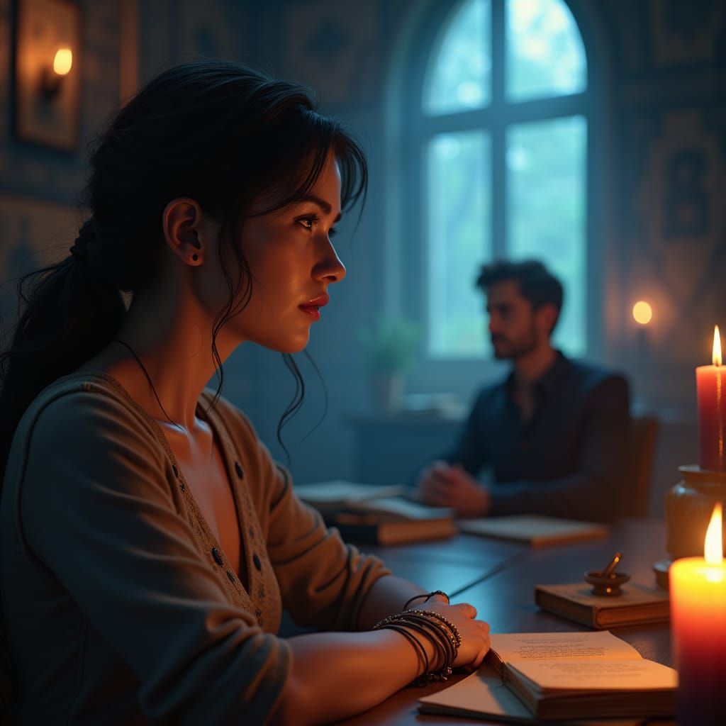 Enchanted Office: A Woman's Secret Admiration in Digital Art