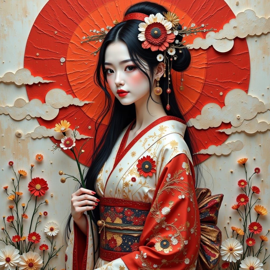 A Painterly Geisha in Vibrant Sunshine