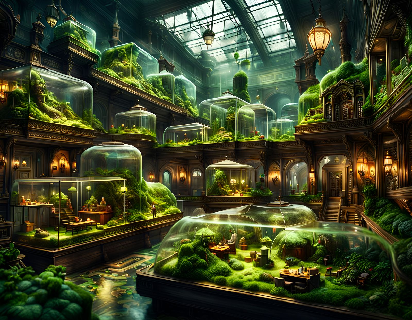 Eco-City Terrarium: Detailed Digital Matte Painting
