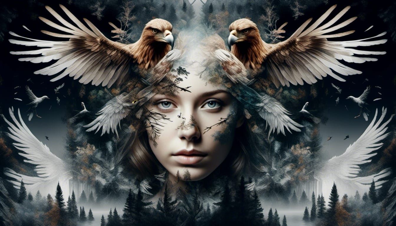 Double exposure portrait