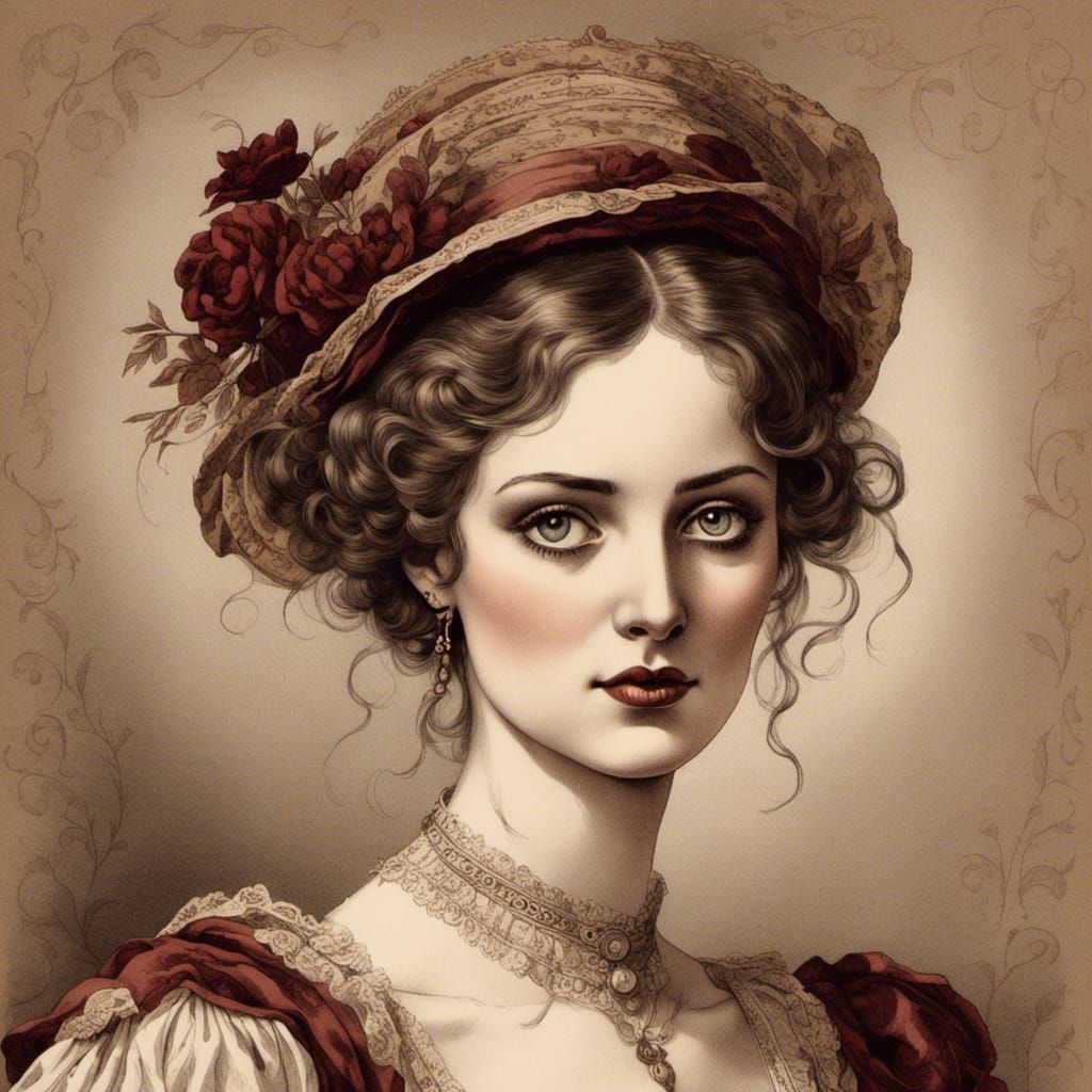 Dreamy Vintage Woman Illustration