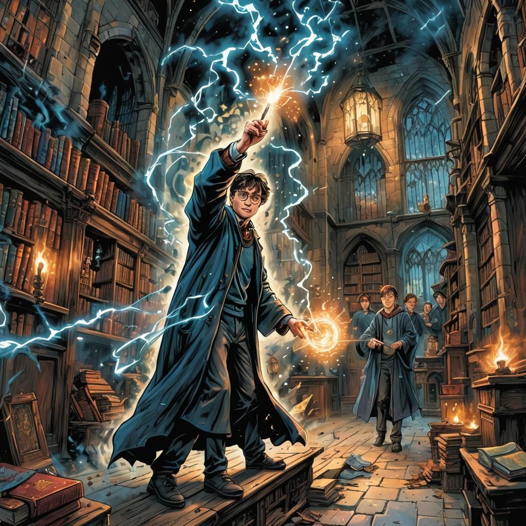 Harry Potter Casting Spell, Comic Book Art