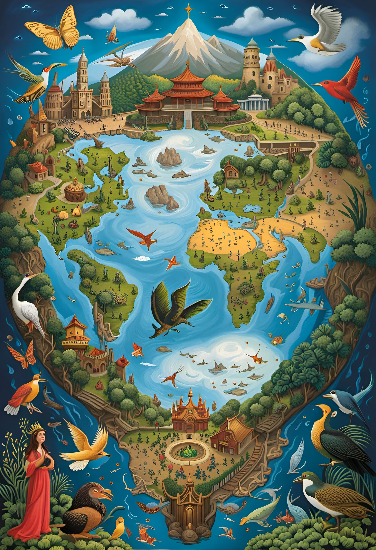 Ecological Biopunk Animals on World Map