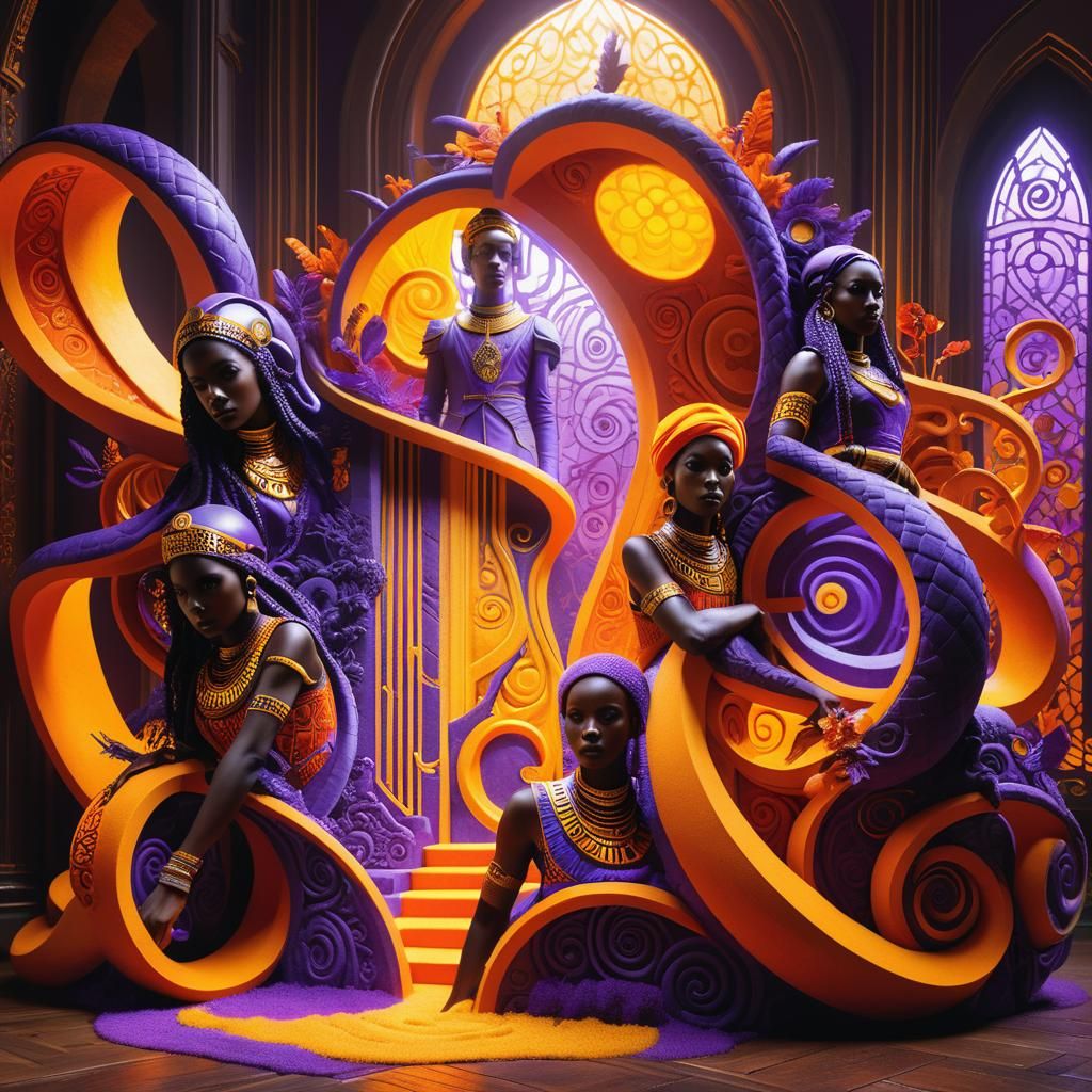 Glass Serpent Path with African Motifs