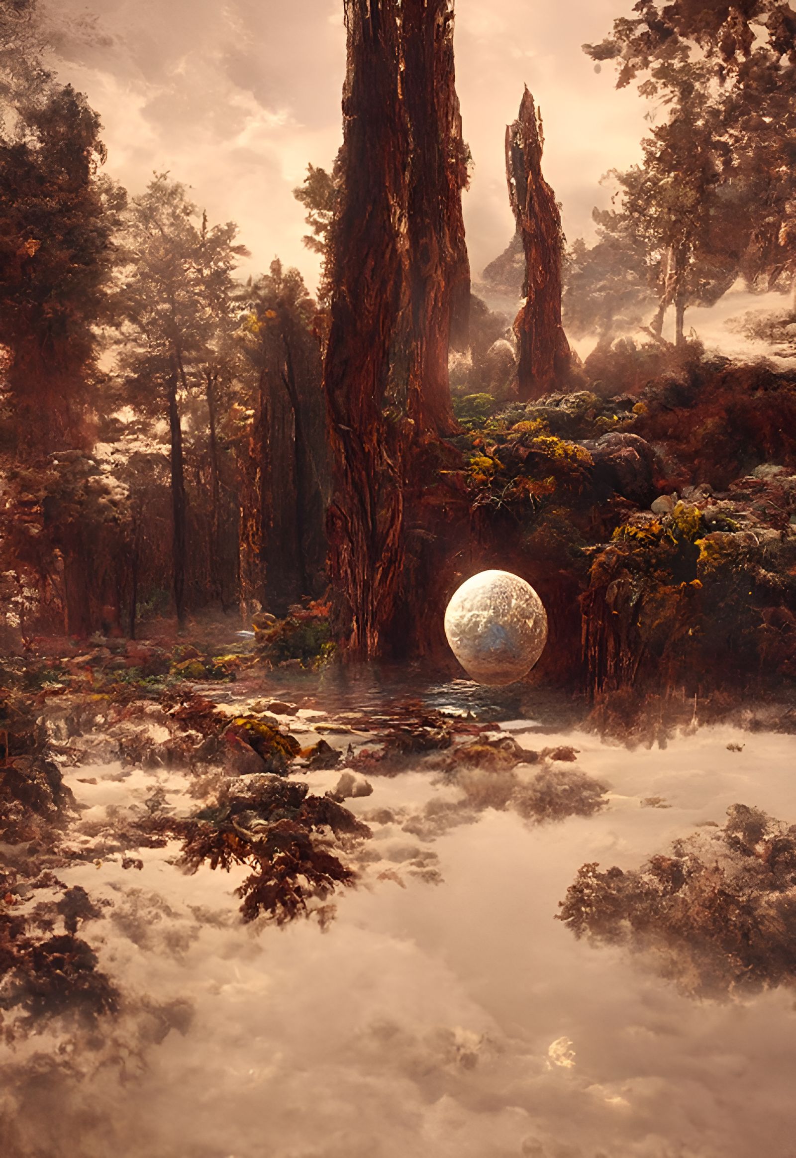 Alien Moonrise: Sci-Fi Fantasy Landscape