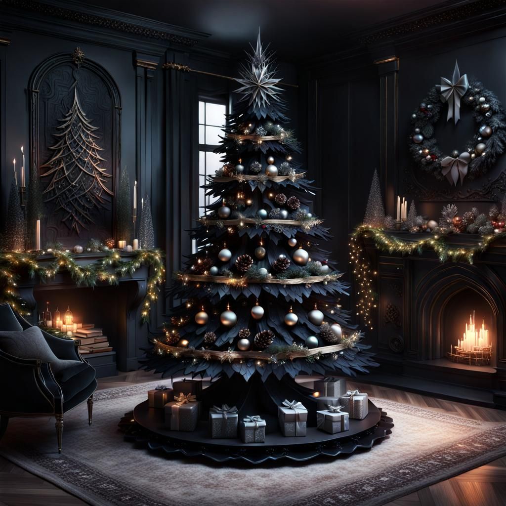 Gothic Christmas Tree: 3D Rendered Masterpiece