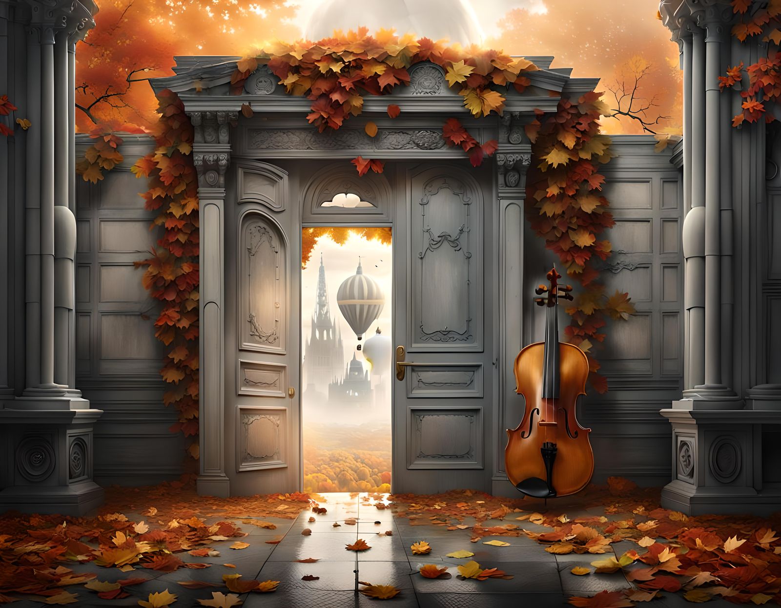 Dreamy Autumn Maze in Vienna, Matte Painting