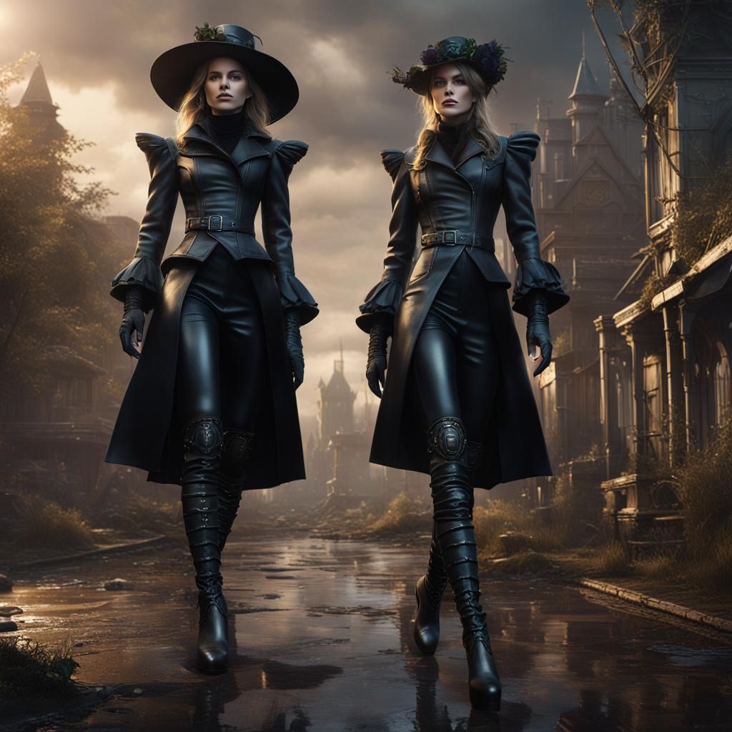 Sisters in Black Leather in Abbeville: Fantasy Concept Art