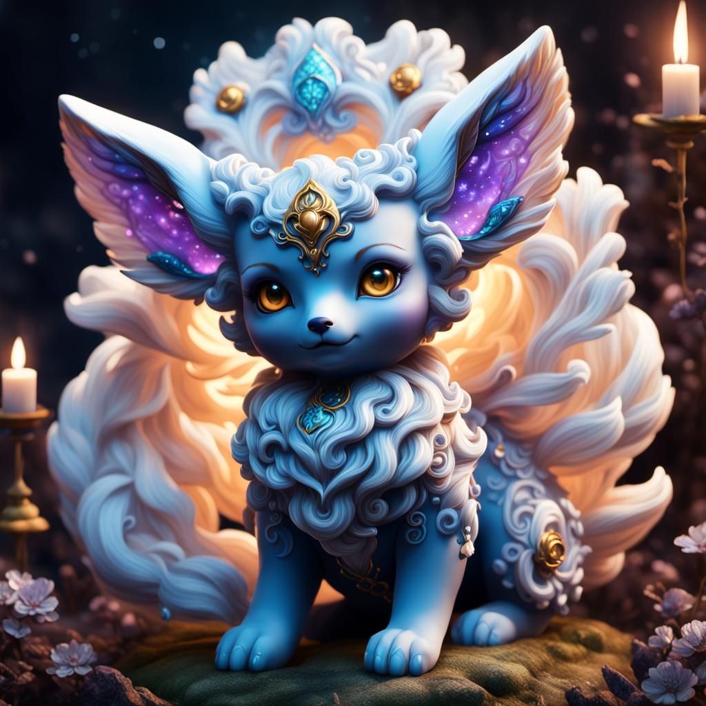 Angelic Porcelain Vulpix Doll: Detailed Matte Painting