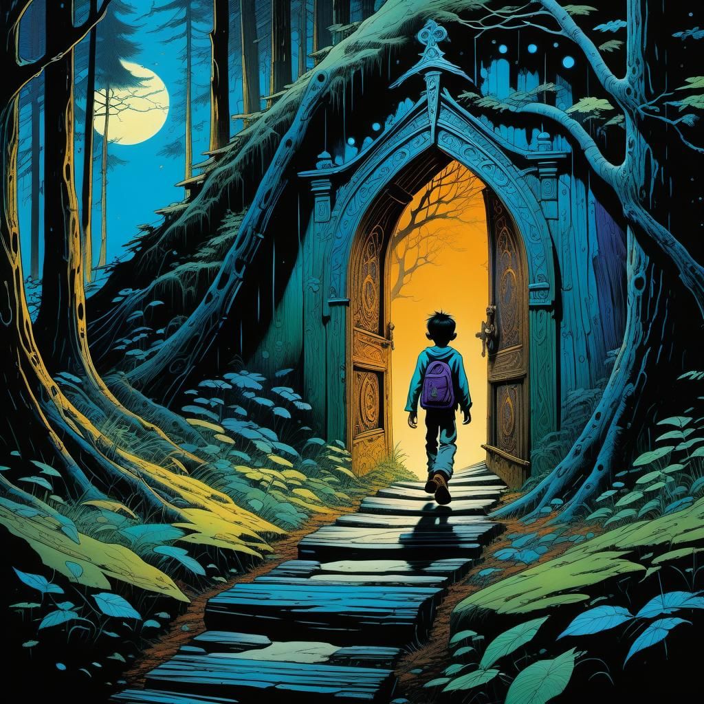 glowing golden dimensional door