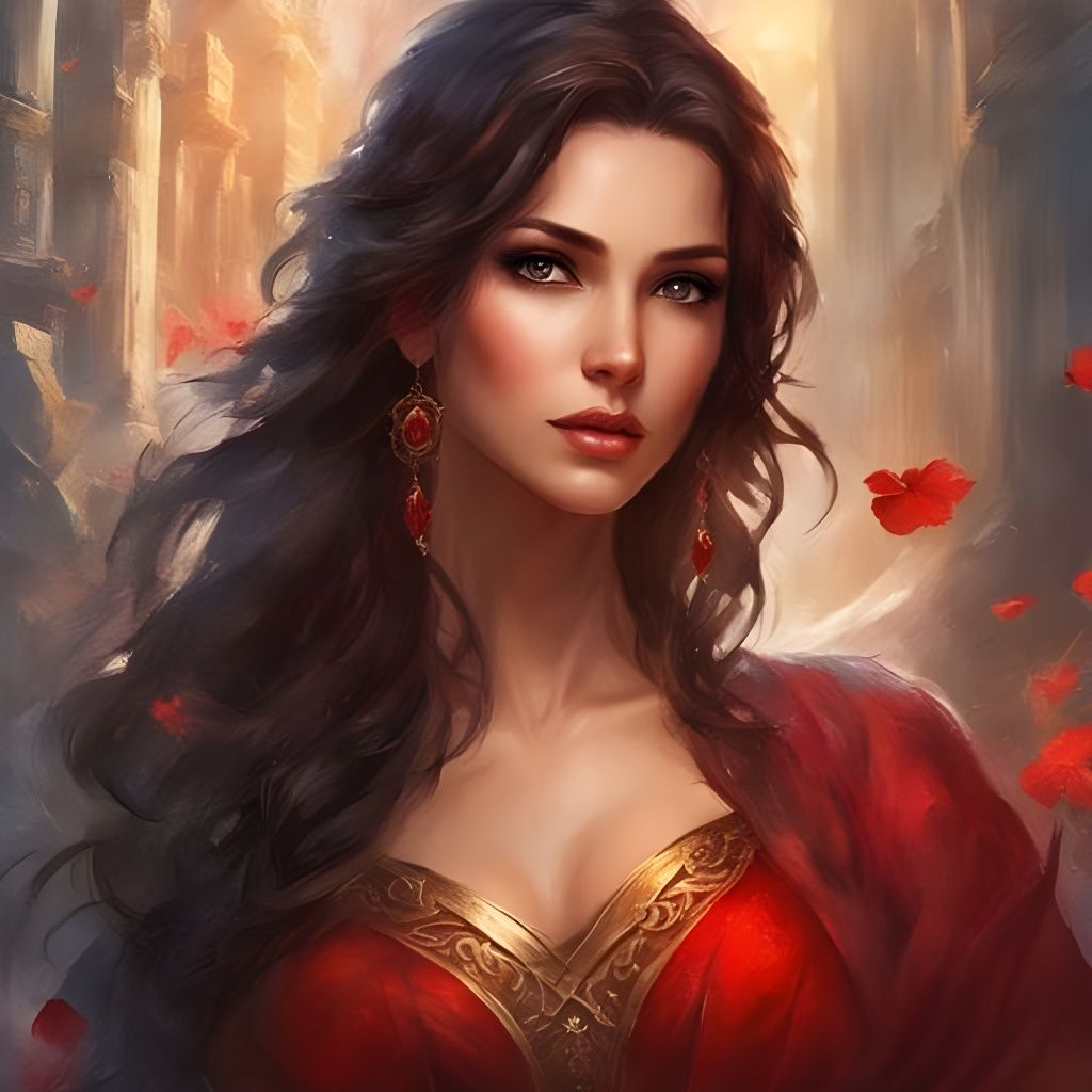 Beautiful Syrian Girl Portrait in Splash Art Style