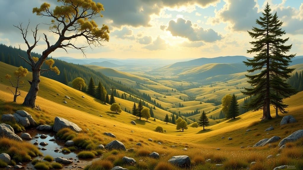 Surreal Landscape in the Style of Realistic Oil Painting