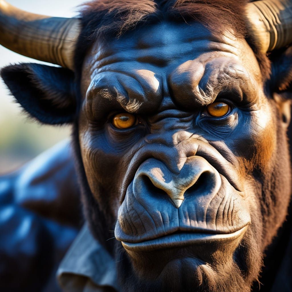 Stern Minotaur Portrait in Dreamy, High-End Style