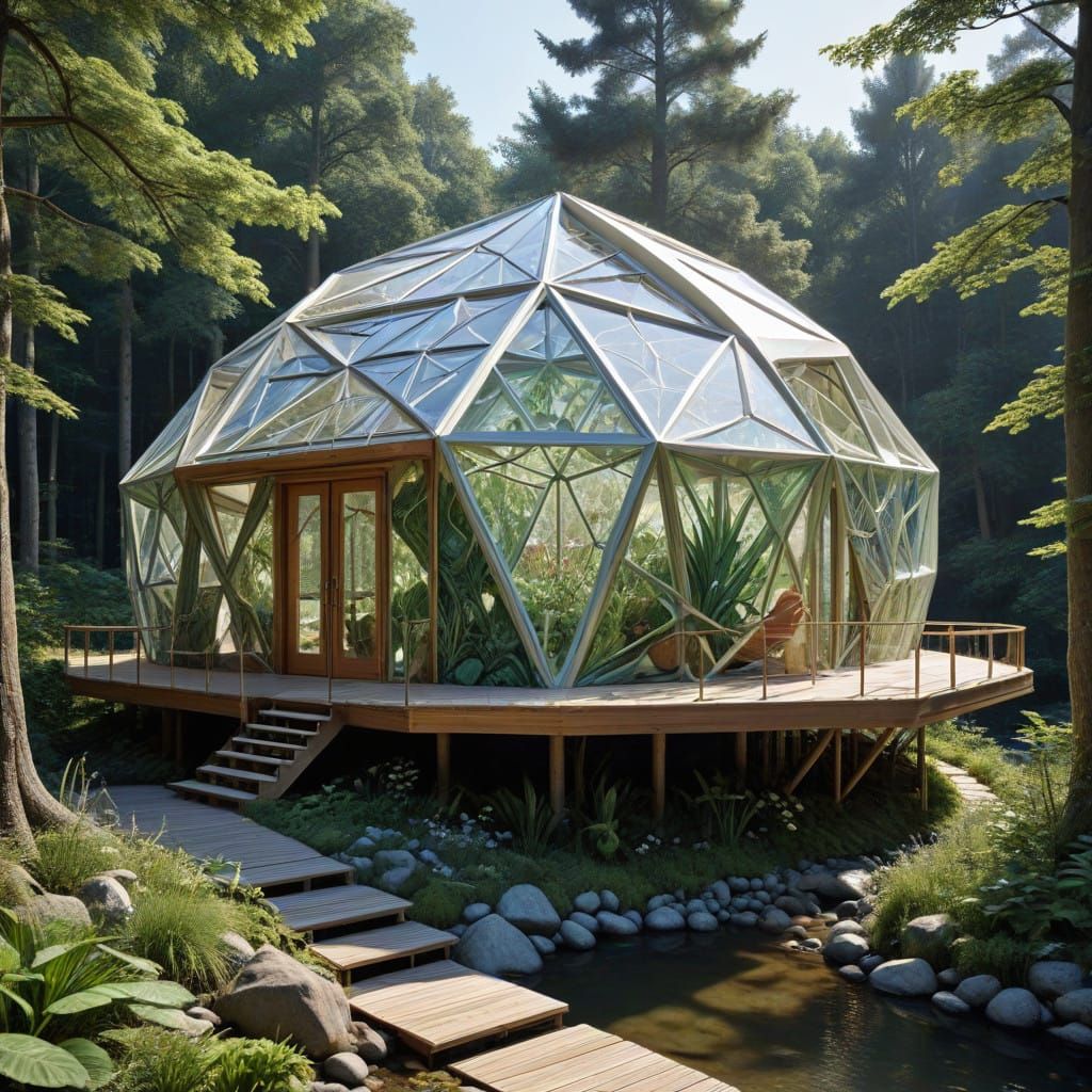 Serene Eco-Friendly Cabin Blends into Lush Forest in Origami...