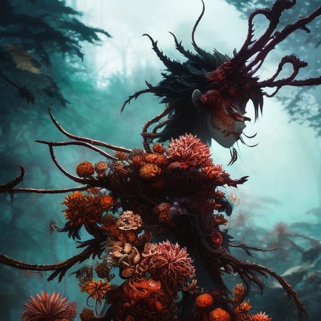 Cordyceps Zombie: Minimalist Digital Art in Manga Style