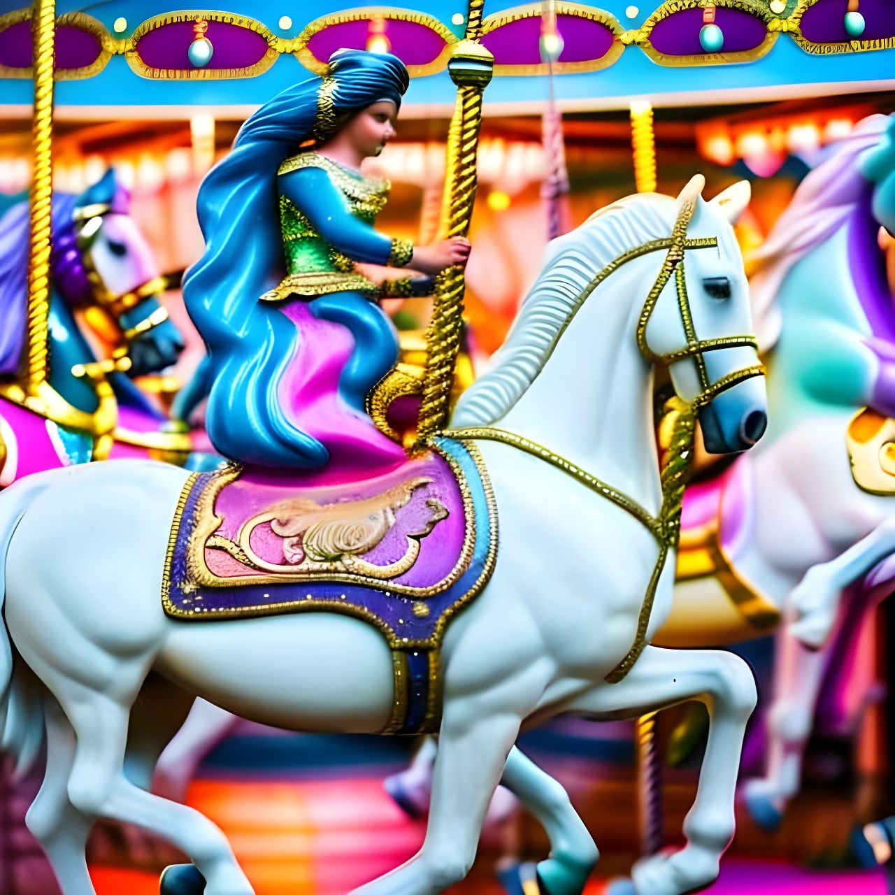 Fantasy Carousel Horse in Dreamy Pastel Colors