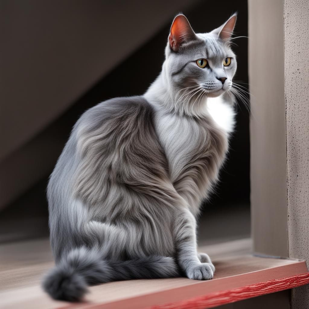 Royal Grey and Red Maine Coon Cat