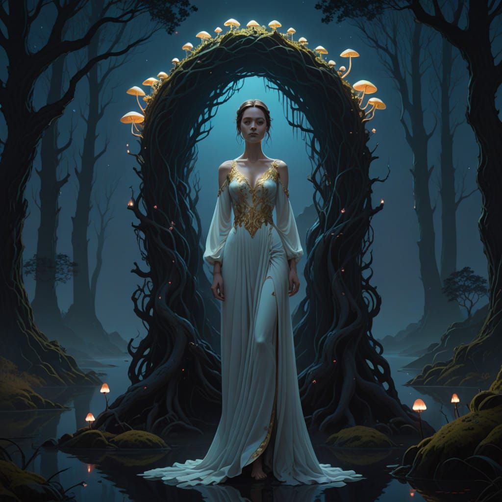Ethereal Fantasy Maiden at Twilight Lake