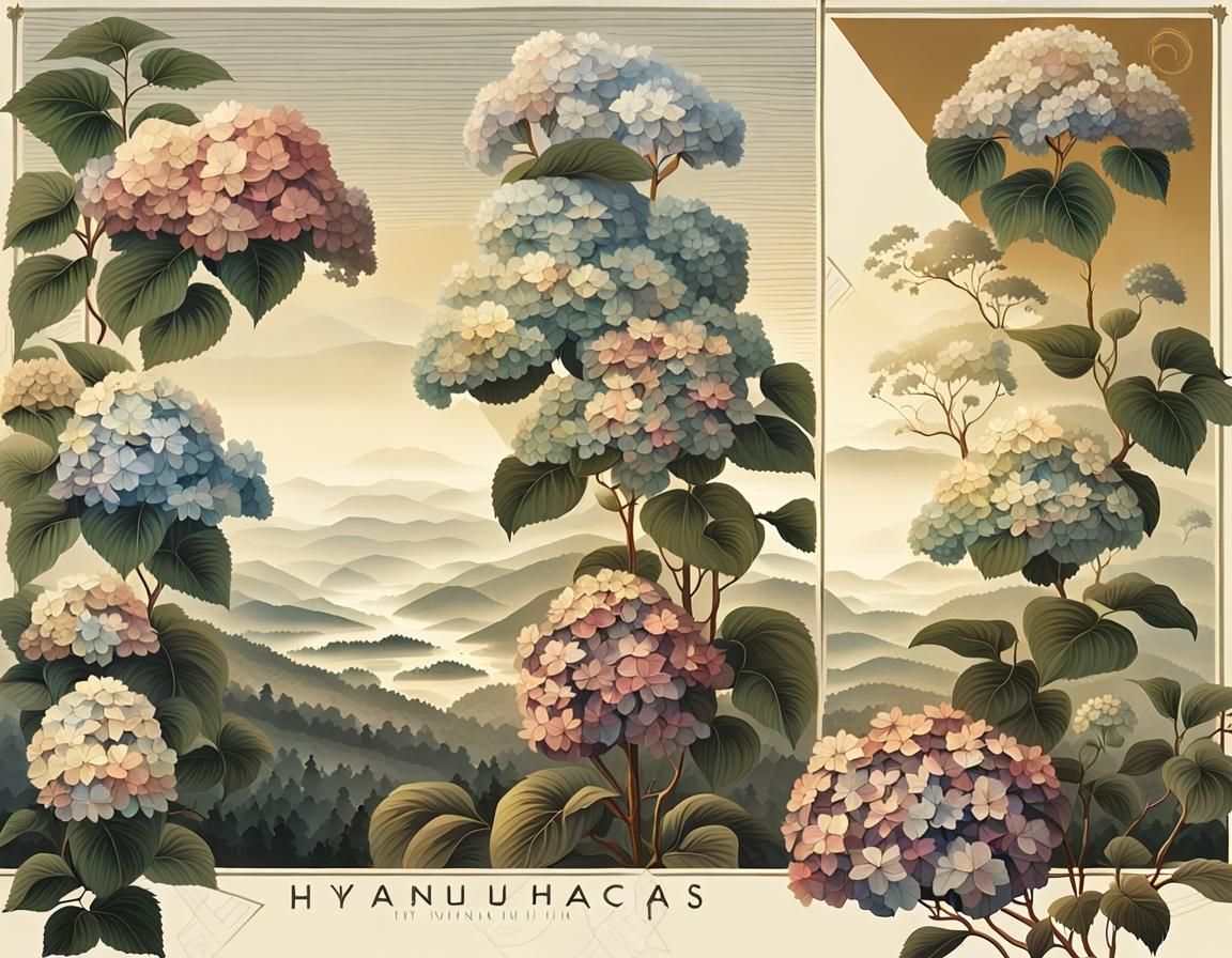 Misty Valleys in Da Lat Vietnam, Antique Botanical Style