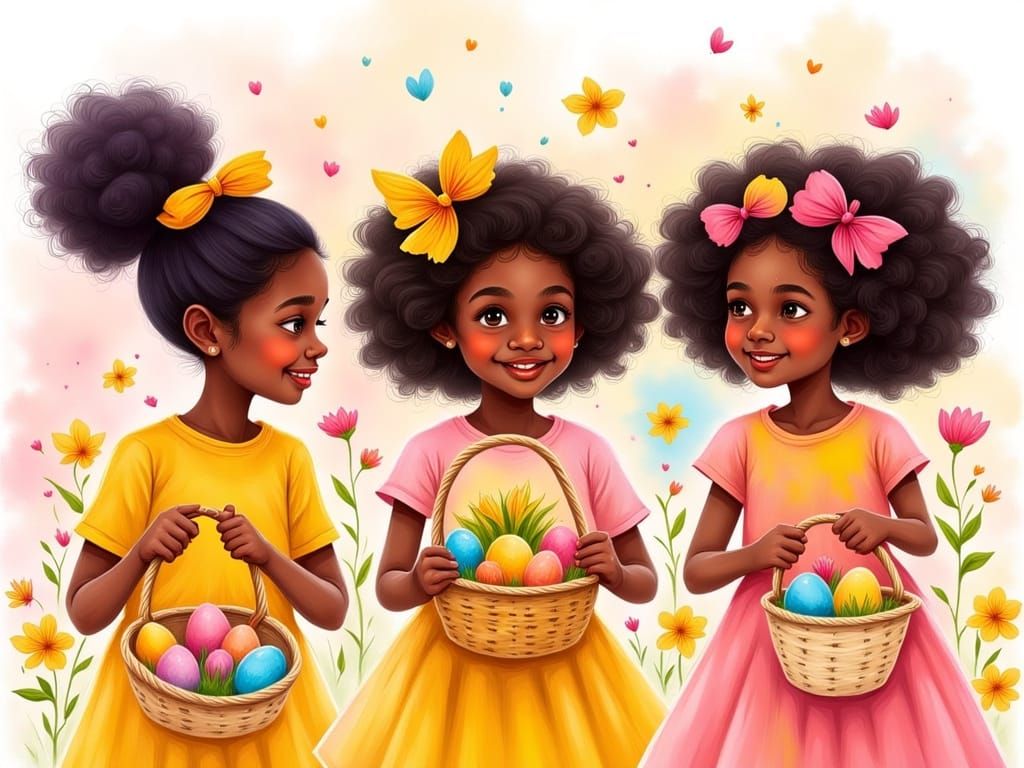 Surreal Easter Celebration in Whimsical Watercolor Style