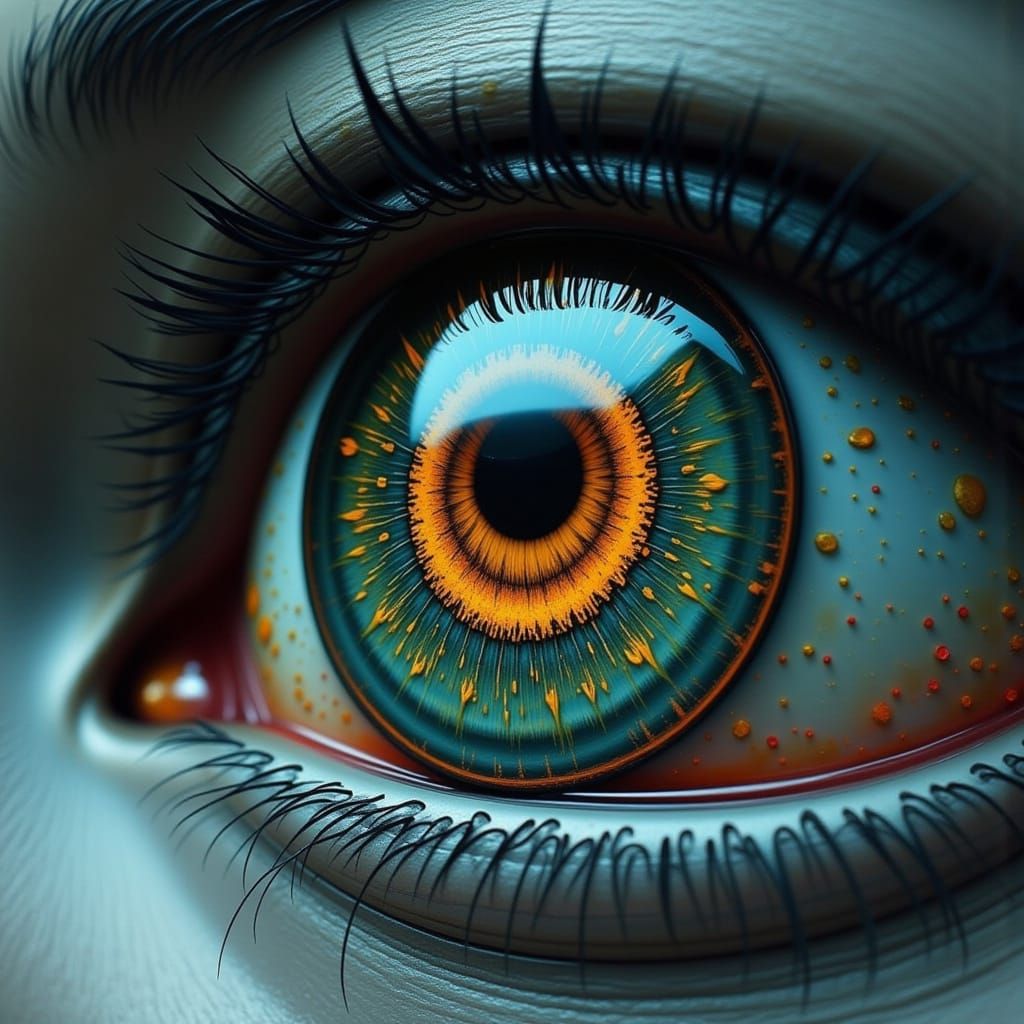 Cybernetic Eye Close-up with Shutter Iris in Cyberpunk Style