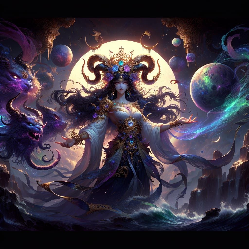 Nyx: Primordial Goddess of Night in Matte Painting