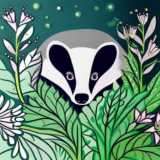 Badger in Wild Garlic: Abstract Art