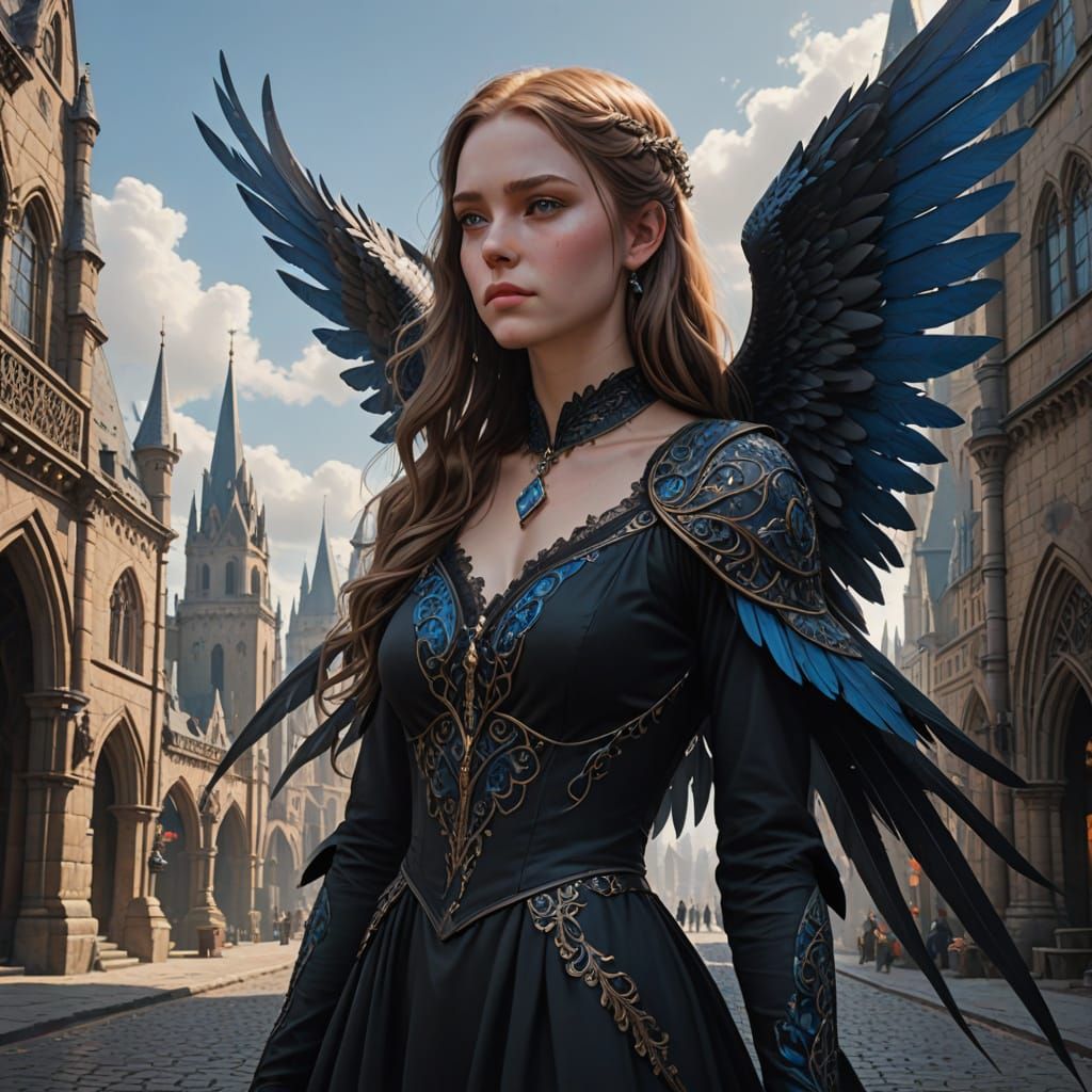 Ethereal Fantasy Maiden with Majestic Wings