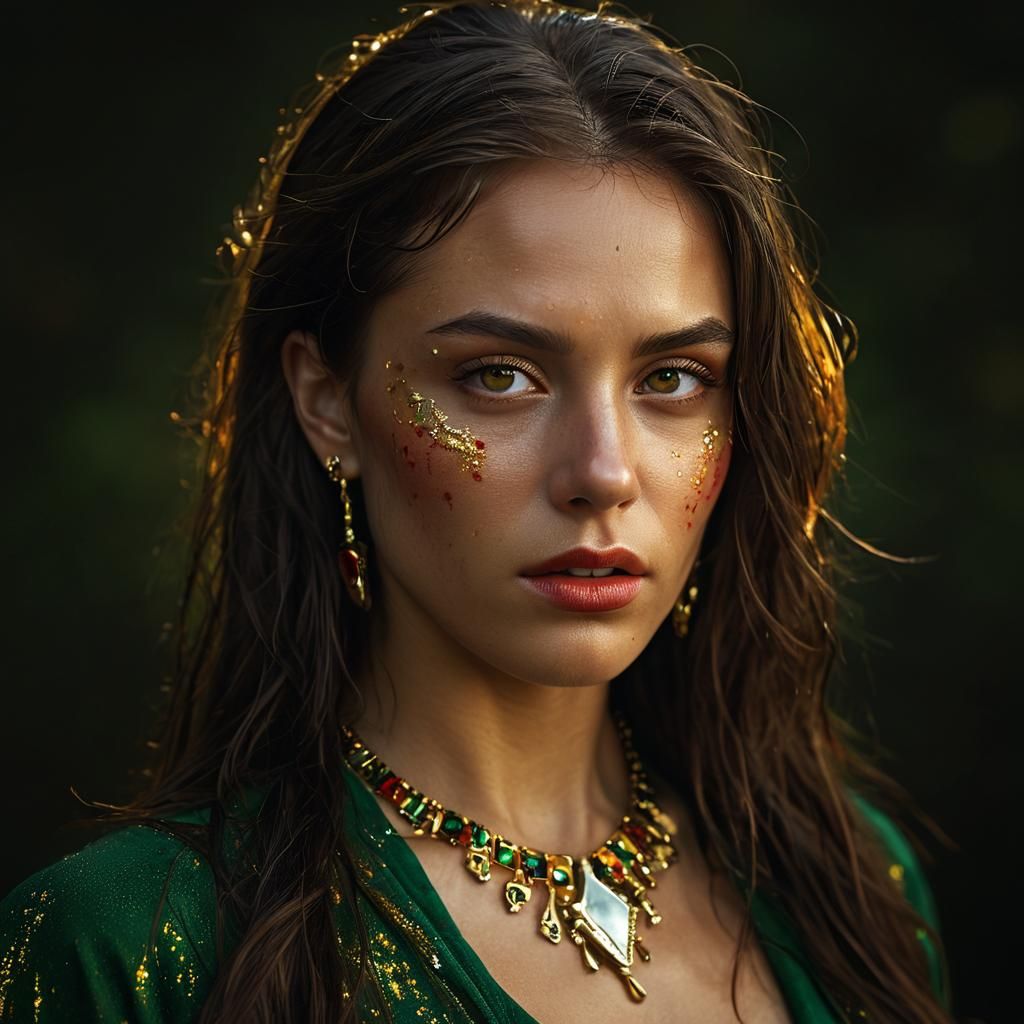 Vibrant Close-Up Portrait in Baroque Style