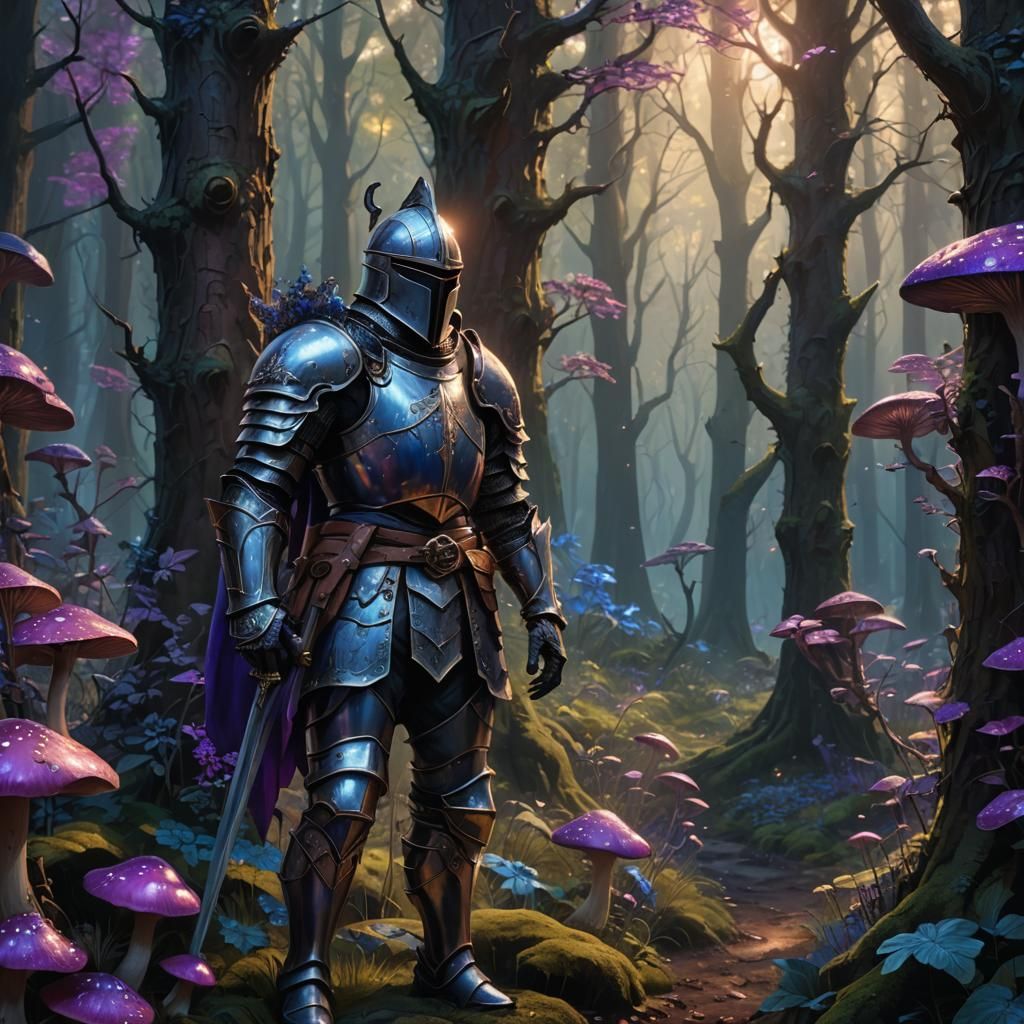 Knight in a Mystical Forest Concept Art