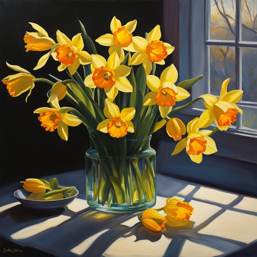 Vibrant Daffodils in Dawn's Warmth