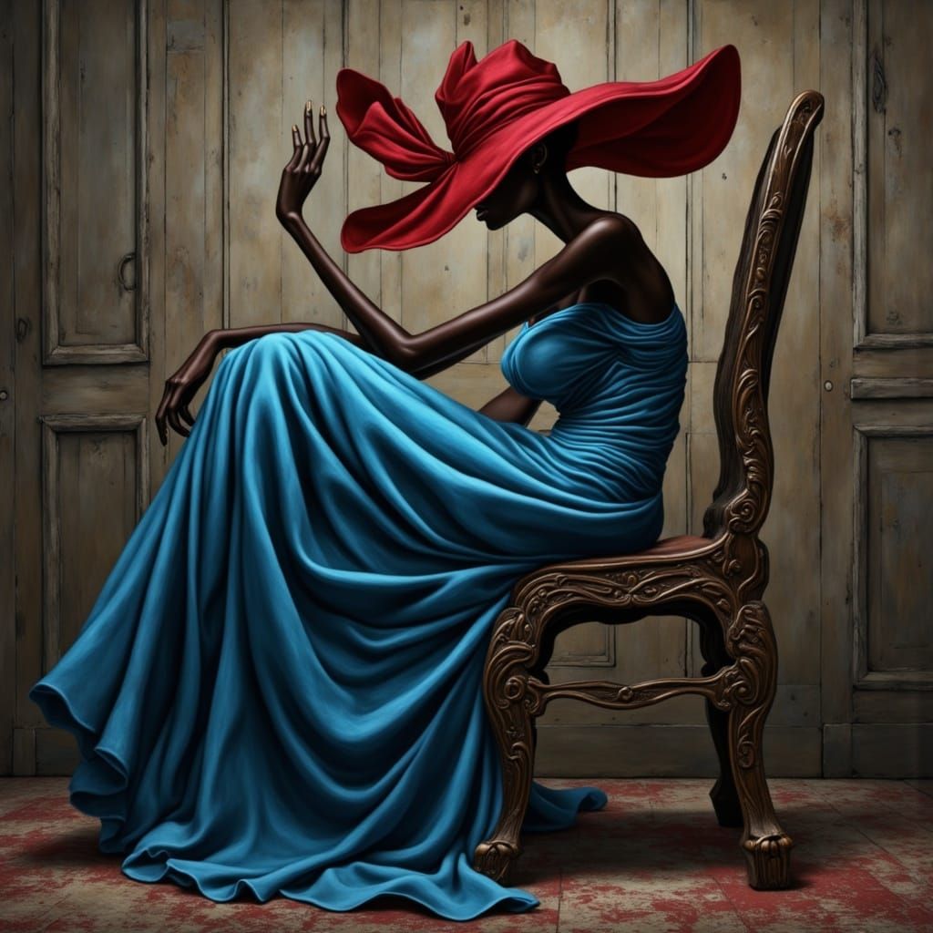 Scarlet Oracle in Noir Fantasy Scene